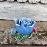 Ancien bougeoir barbotine forme de rose