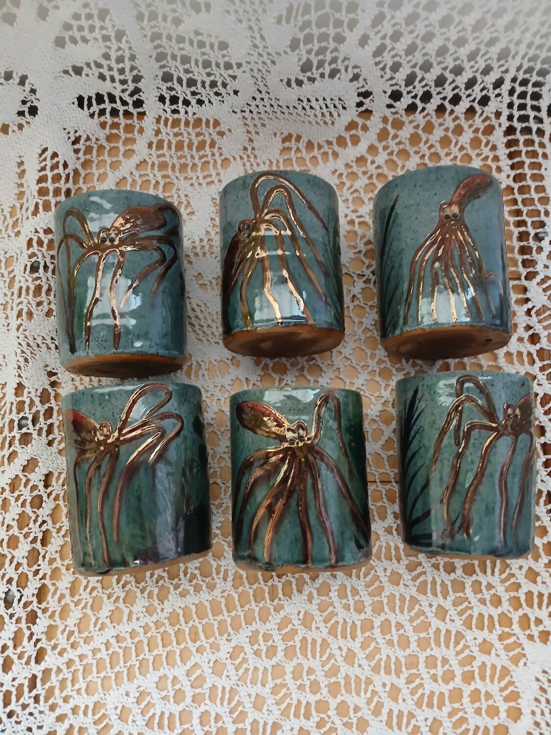 6 vintage handmade cups/mugs