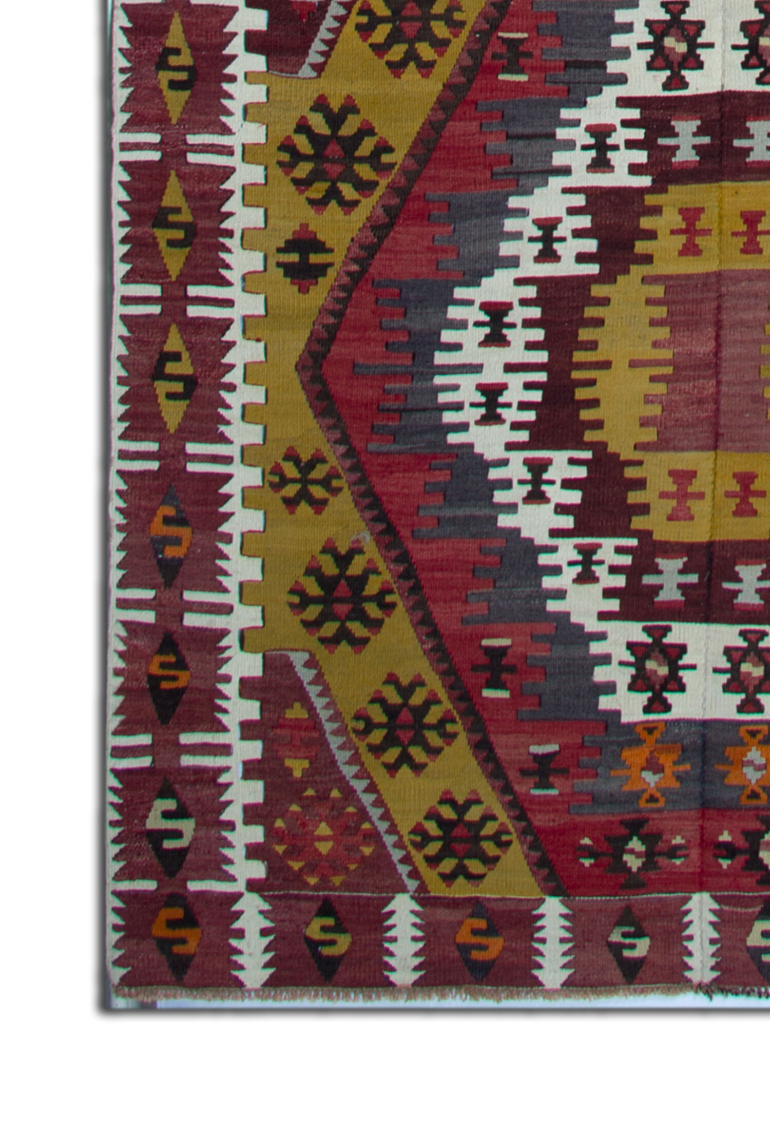 Antique turkish rug handwoven wool rug 140 x 390 cm