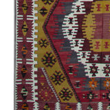 Antique turkish rug handwoven wool rug 140 x 390 cm