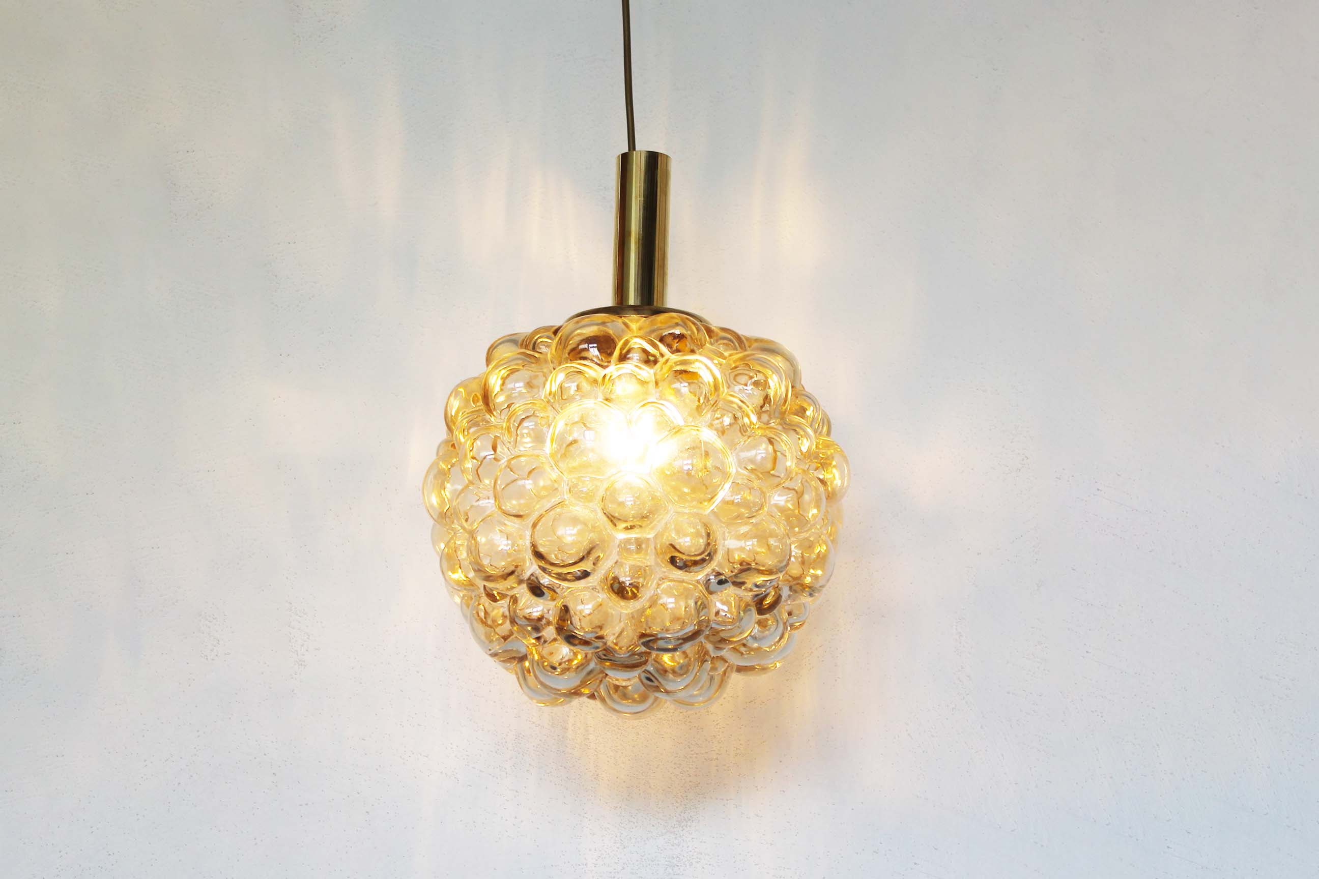 XL amber bubble glass pendant light by Helena Tynell for Glashutte Limburg