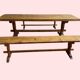 Oak monastery table with 2 original benches
