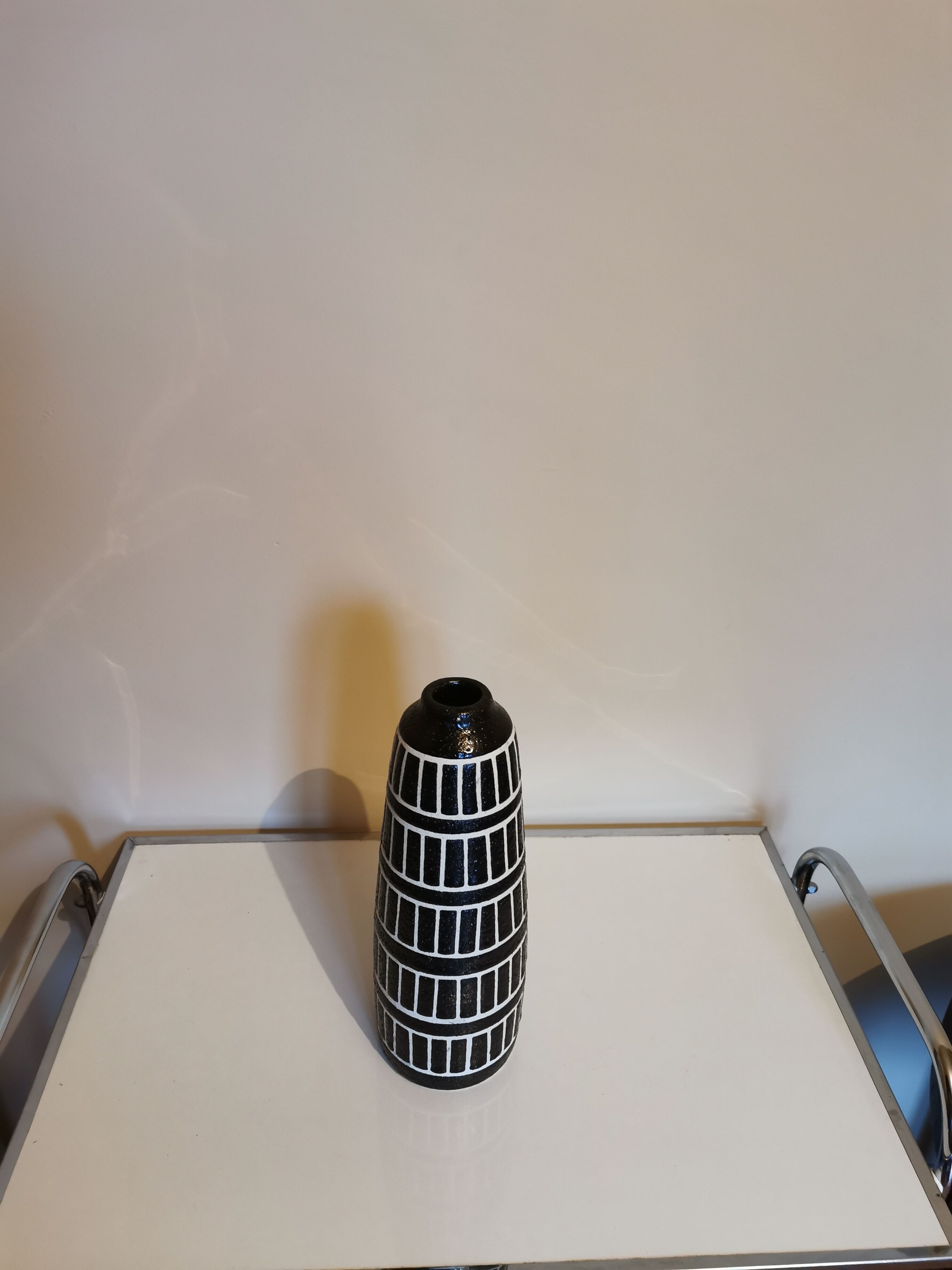 Vintage black and white ceramic vase