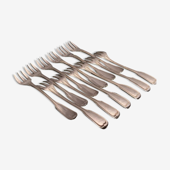 12 oyster forks in silver metal model Louis XV net