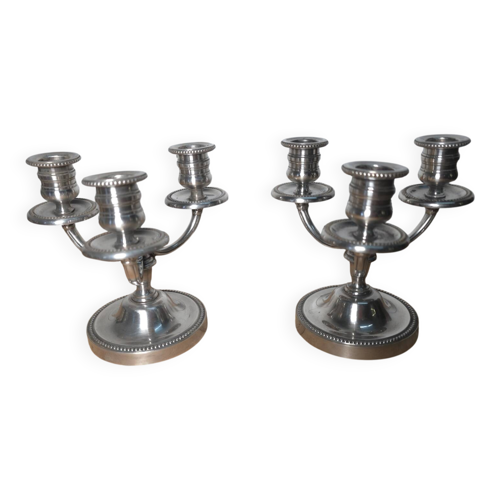 Pair of silver-plated candlesticks