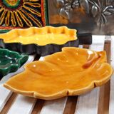 Trio of vintage ceramic leaves from the 50s and 60s