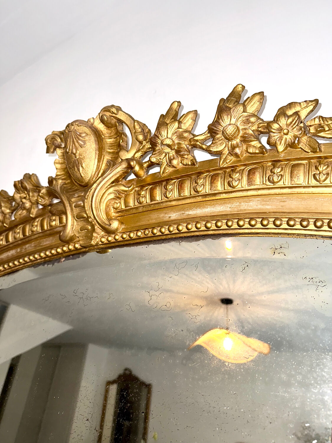 Antique mirror with 19th century pediment