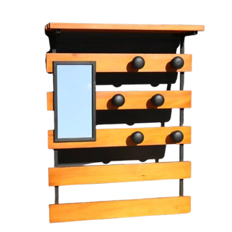 Wall-mounted coat rack with 6 hooks