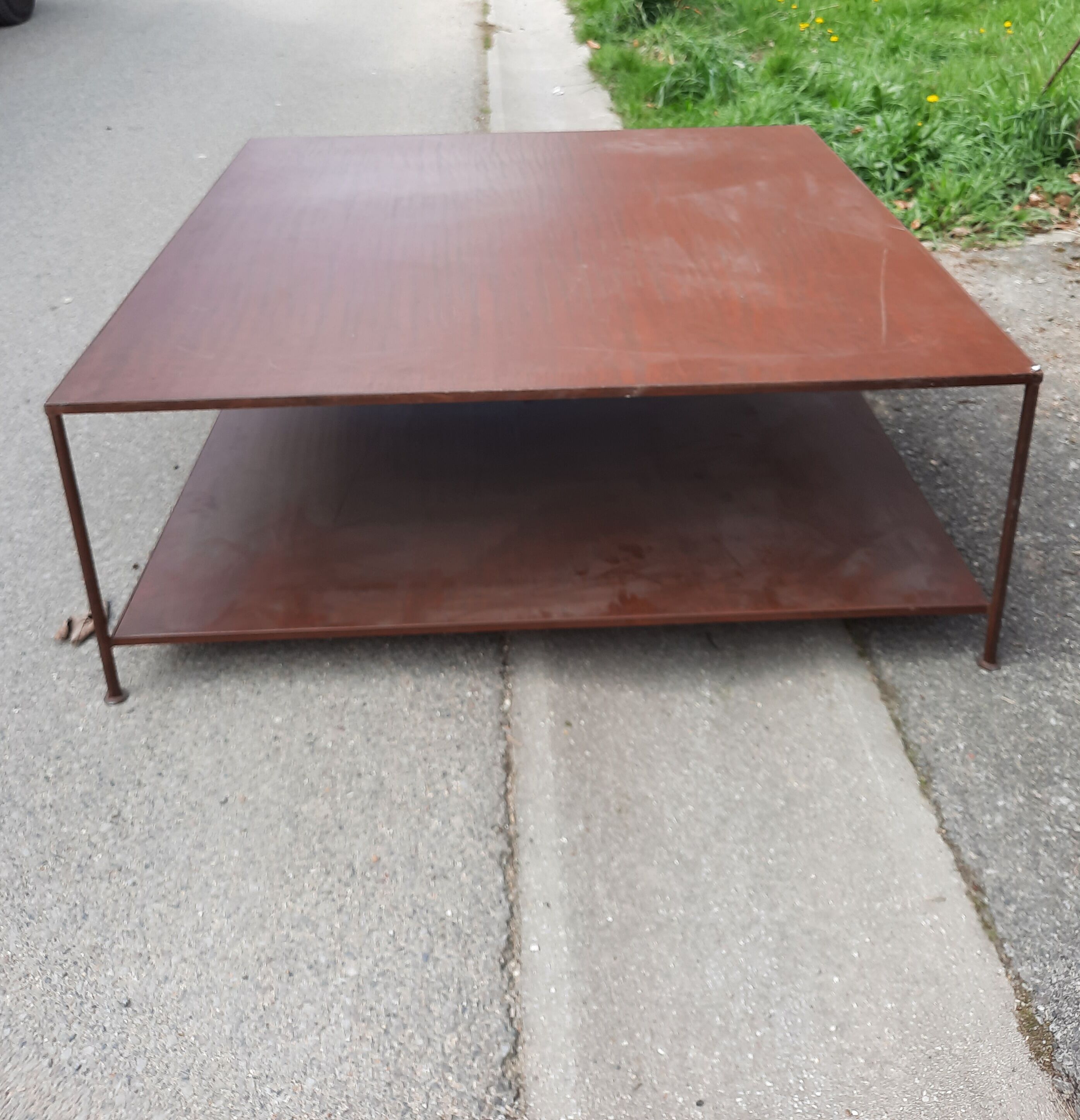 Large square coffee table with 2 metal tops