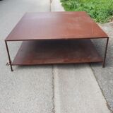 Large square coffee table with 2 metal tops