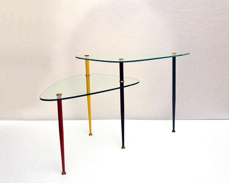 Metal & Crystal Arlecchino Coffee Table by Edoardo Poli for Vitrex, 1960s