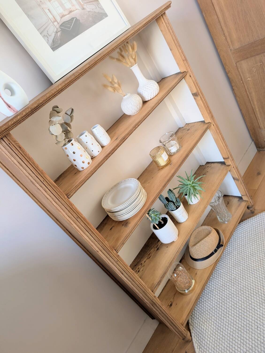 Retro chic wooden shelf