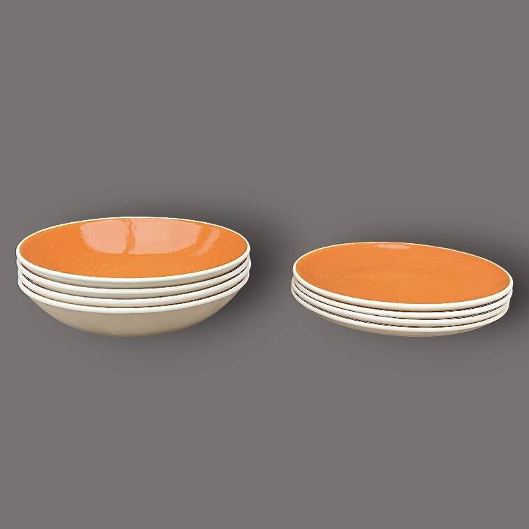 Set of 8 vintage Salins plates – Deauville Corail model