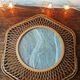 Rattan basket/tray/coin tray with a collection butterfly.