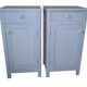 Tables de chevet allemandes vintage peintes en bleu, années 1950, lot de 2