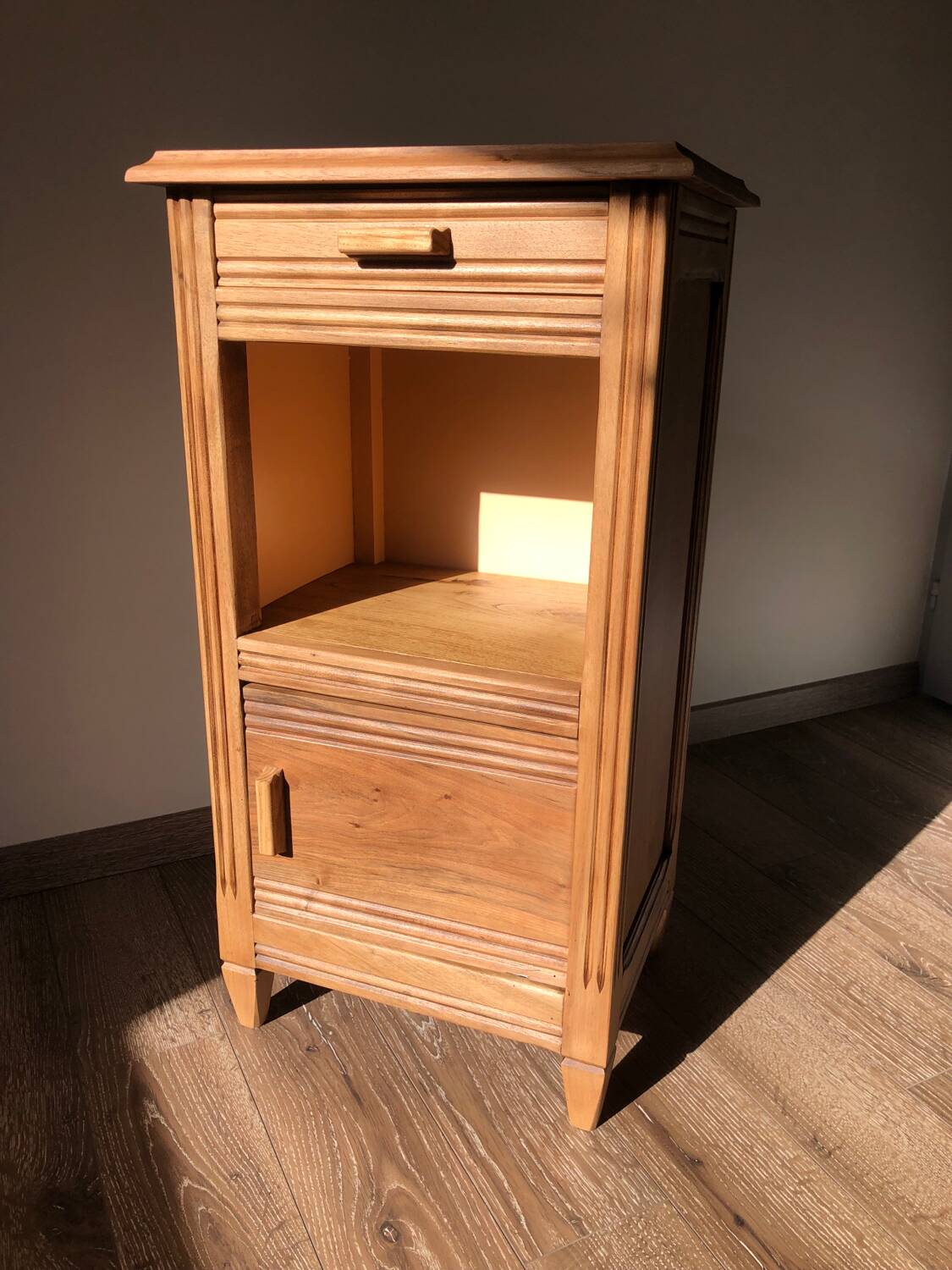 Renovated oak bedside table