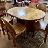 Large Scandinavian pine table - 6 chairs