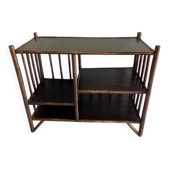 Brown rattan console shelf