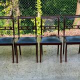 4 Louis Philippe walnut and blue velvet chairs