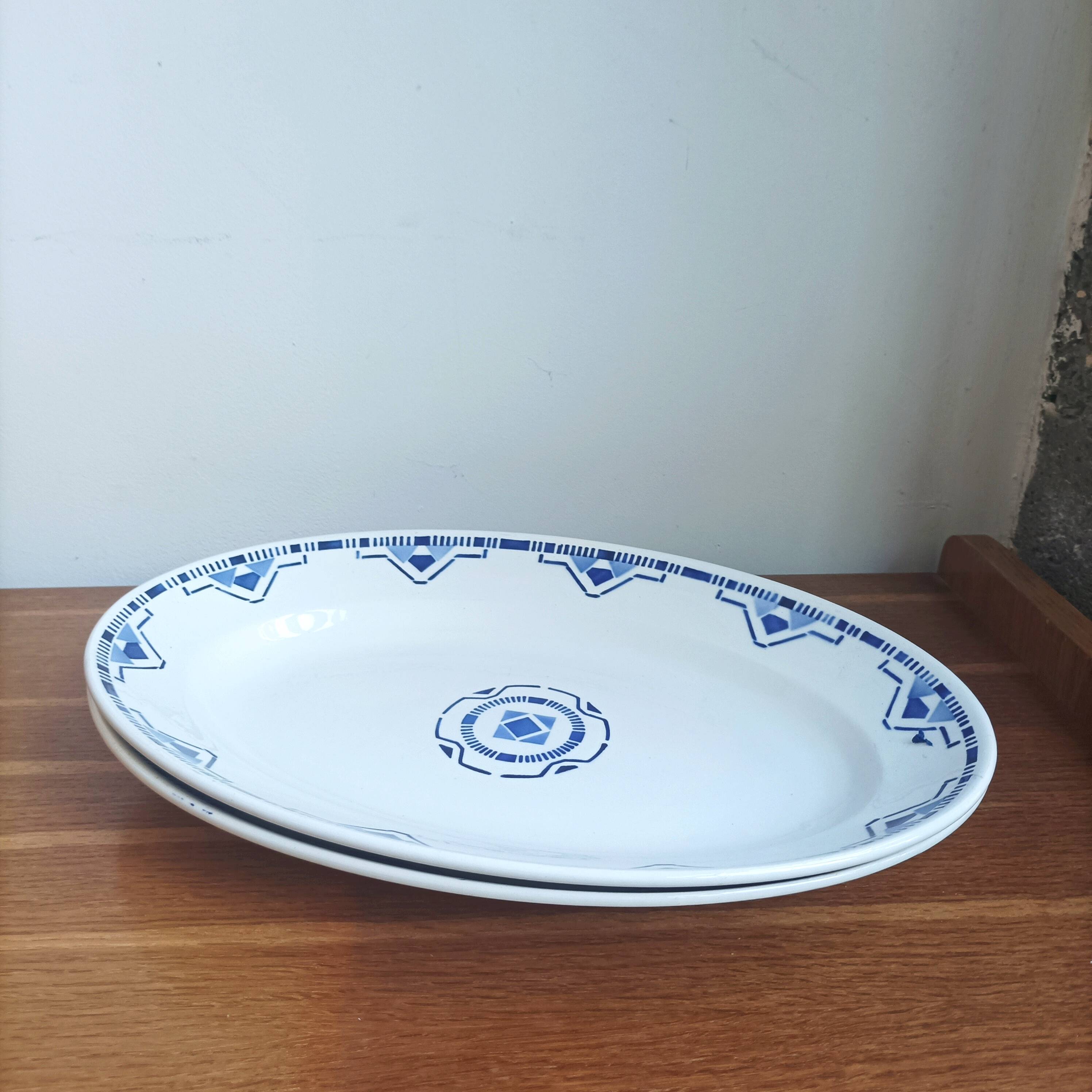 Large Art Deco earthenware serving dishes from St Amand