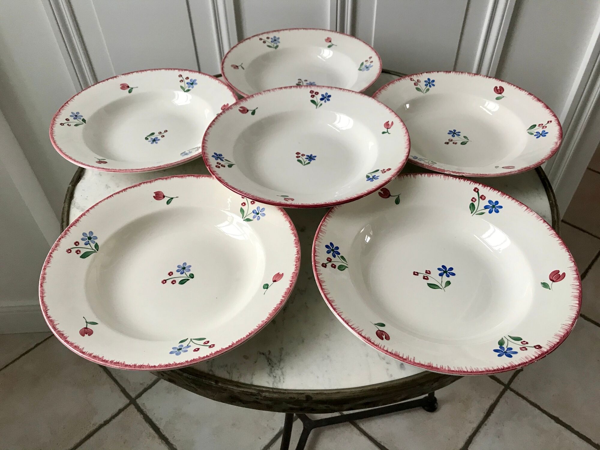 Lot of 6 hollow plates badonviller model "dany" years 30-40