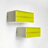 Paire d'éléments muraux avec commodes vert pois, années 1970