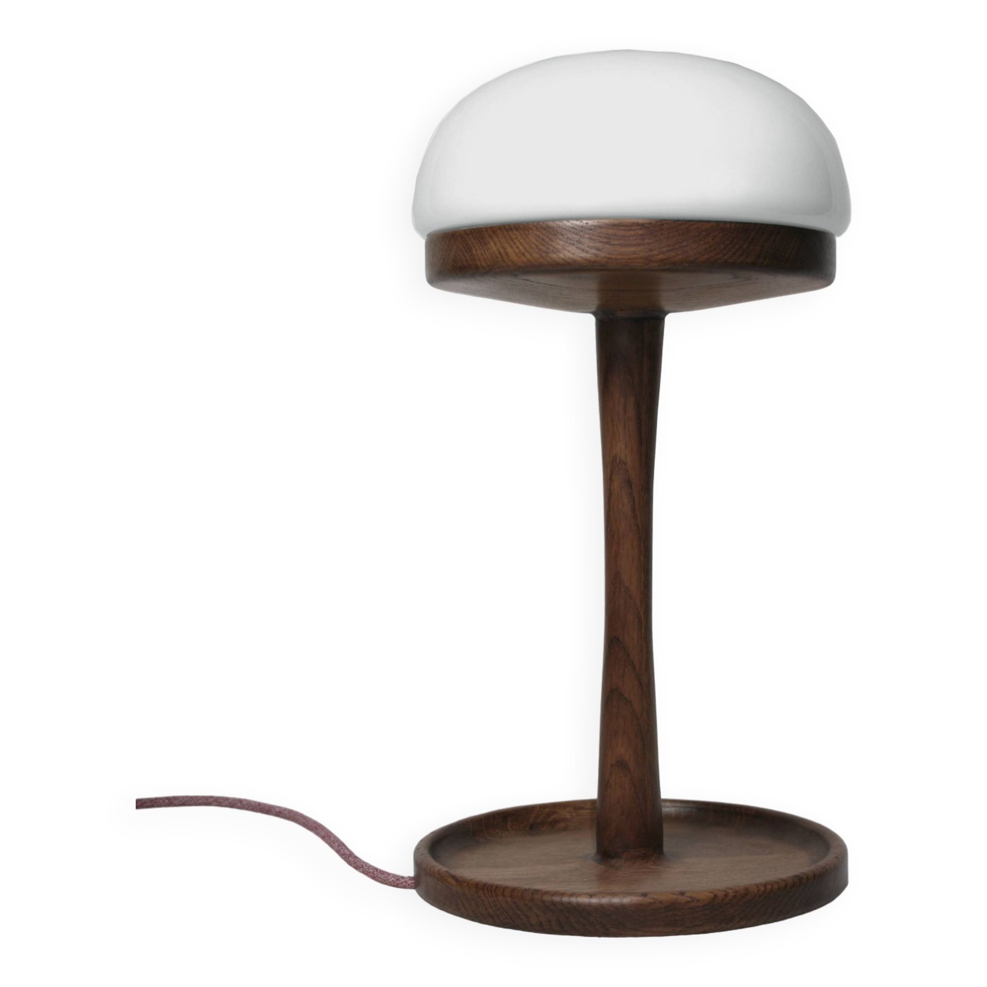 Solid oak lamp and opaline globe