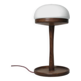 Solid oak lamp and opaline globe