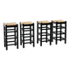 ensemble de quatre tabourets de bar en rotin et bois