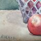 Still life "wines and fruits" Watercolor signed L.Roland