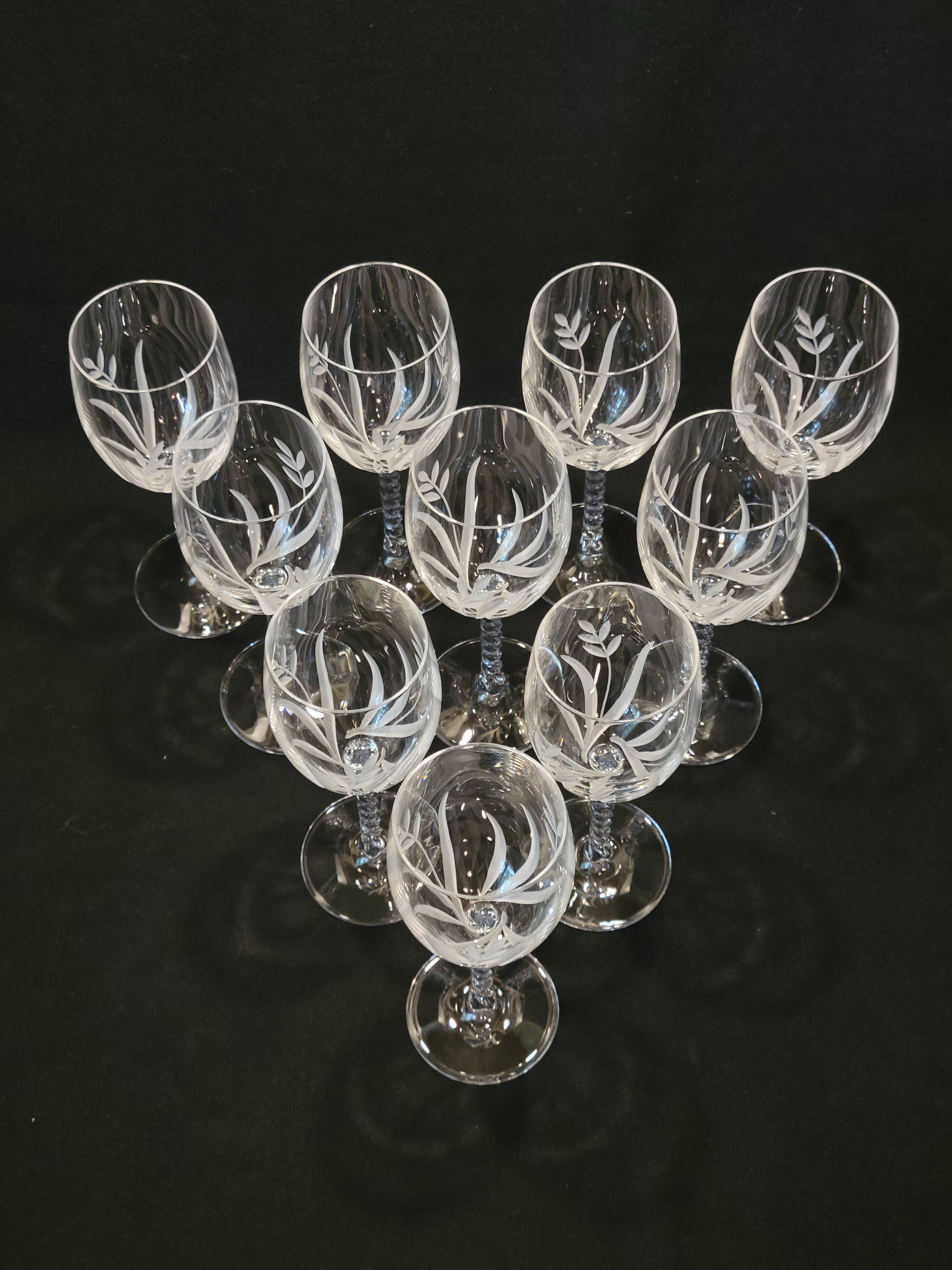 10 Arques Crystal Wine Glasses Fleury Cut Flamépis Model