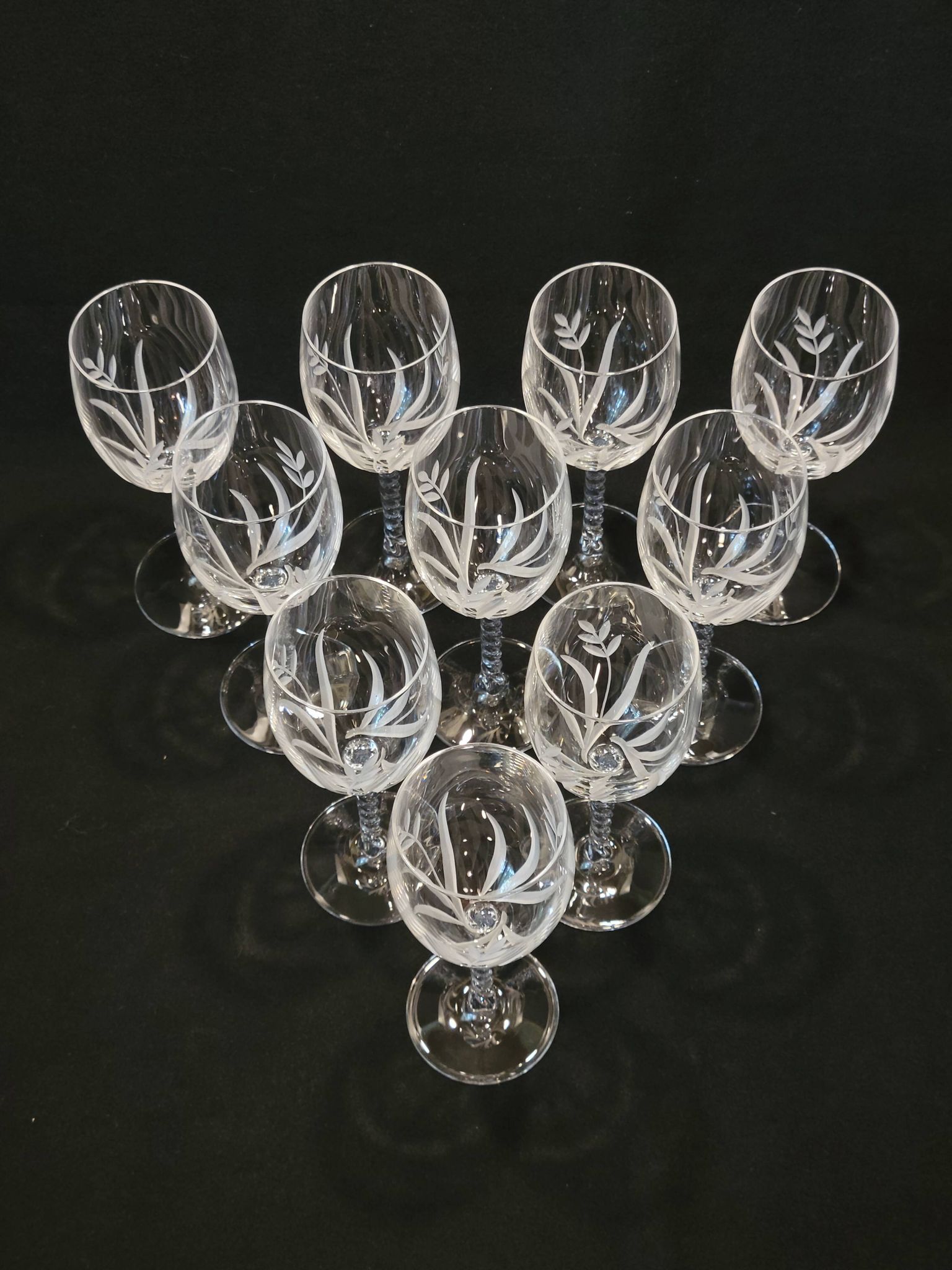 10 Verres A Vin Cristal D'Arques Modèle Fleury Taillé Flamépis