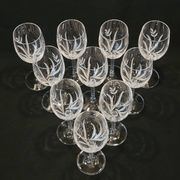 10 Verres A Vin Cristal D'Arques Modèle Fleury Taillé Flamépis