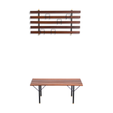 Ensemble de banc en palissandre avec portemanteau italia années 1970