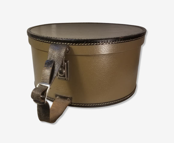 Boite à chapeau vintage allemande - Prima Hartplatte - Ronde et vert Kaki