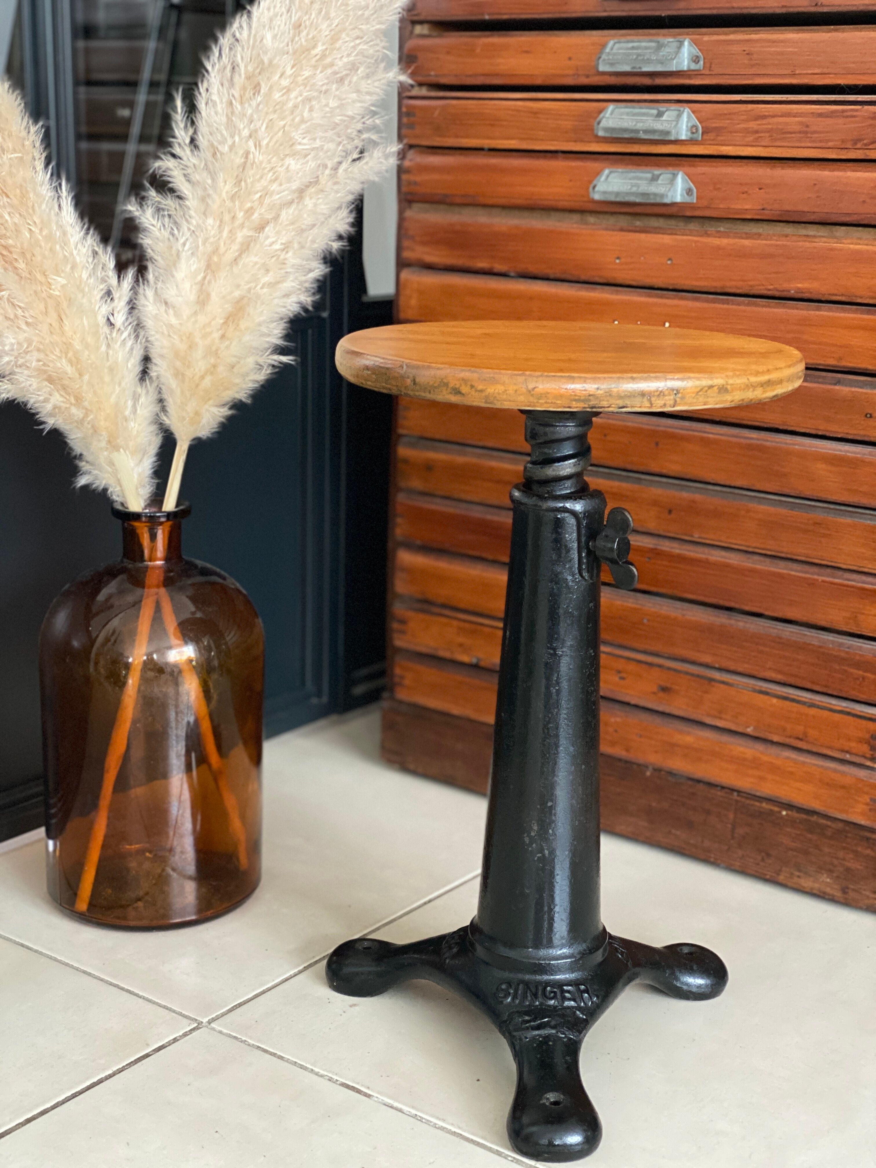 Old industrial stool Singer