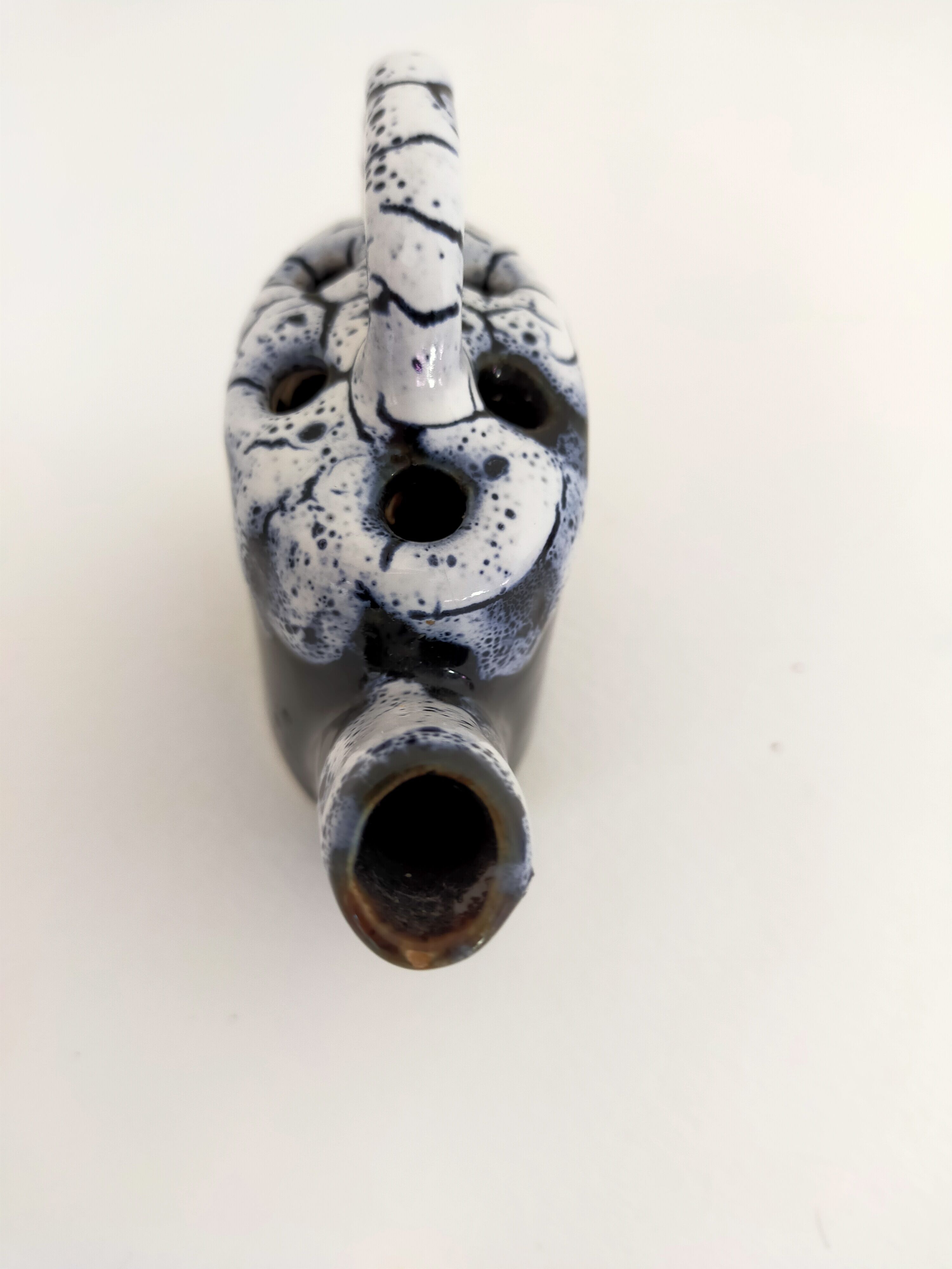 picnic blue ceramic watering can