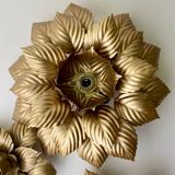 Three MASCA (Italy) wall lights in gilded metal - 1970.