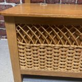 Wood and rattan chest bench