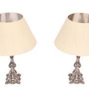 Stunning set of Rococo Silver Plated table lamps 1920s