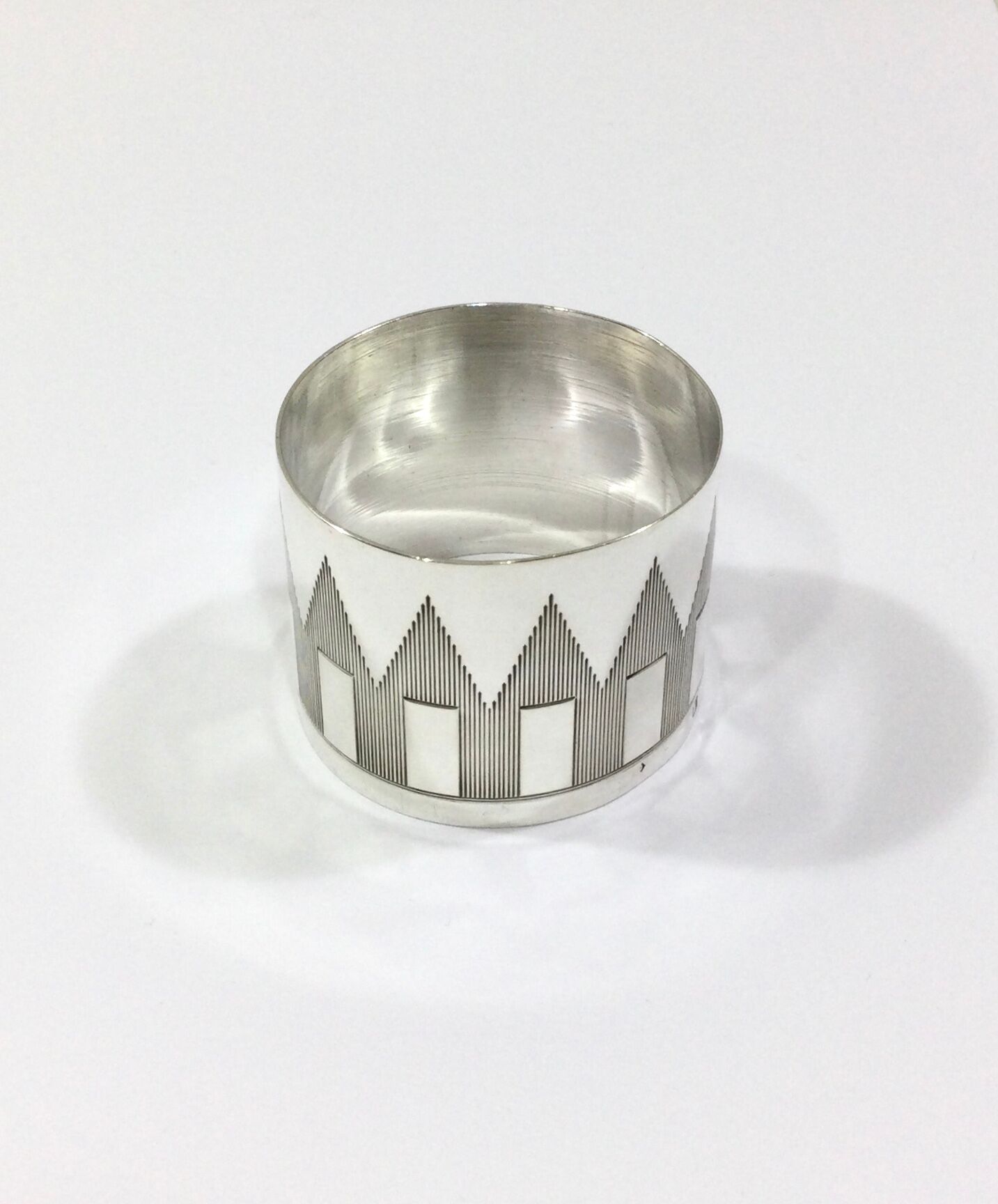 Art Deco silver towel ring