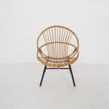 Rohe Noordwolde rattan and metal lounge chair, The Netherlands 1950's
