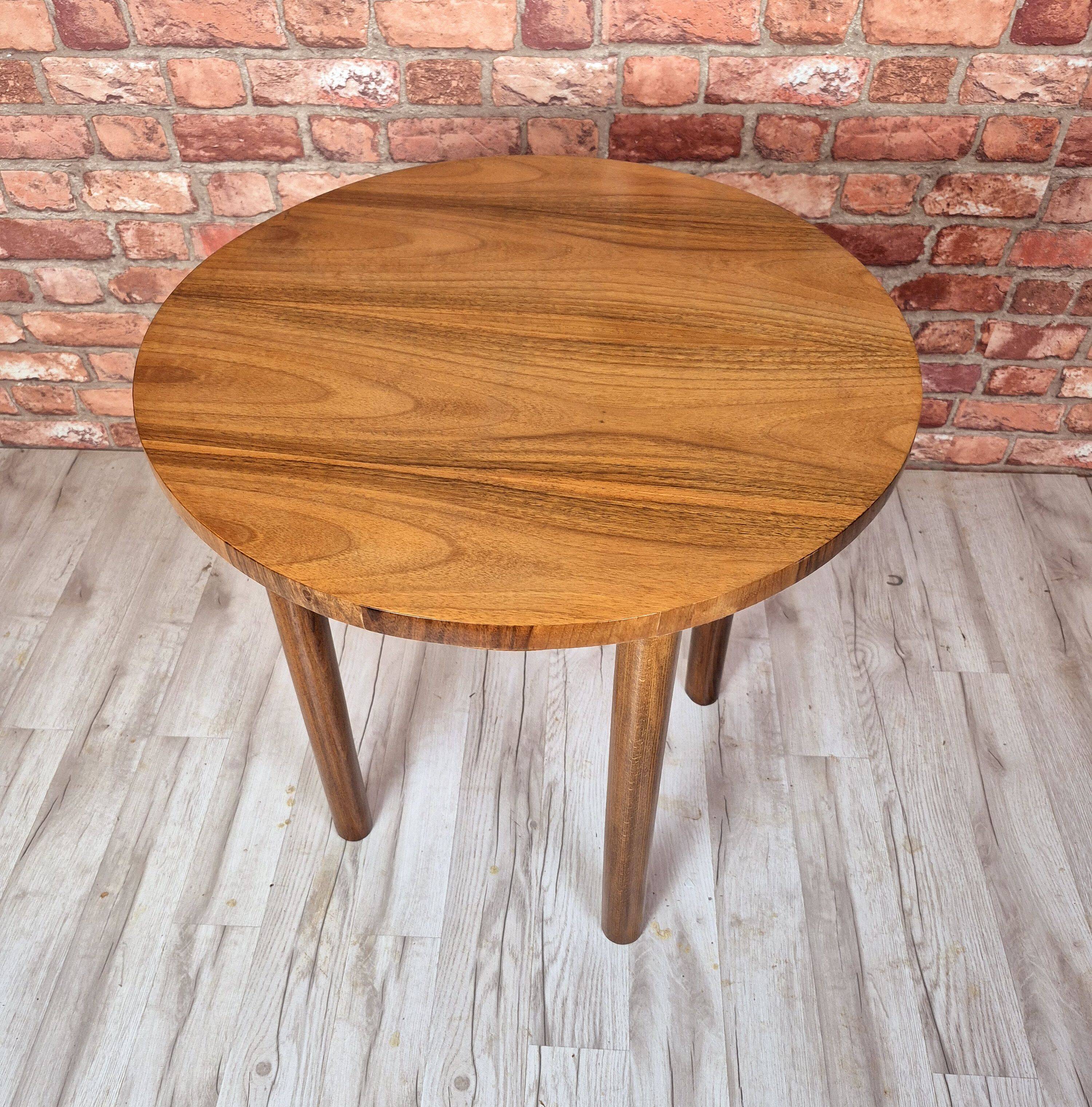 Renovated art deco round coffe table, Poland 1950s