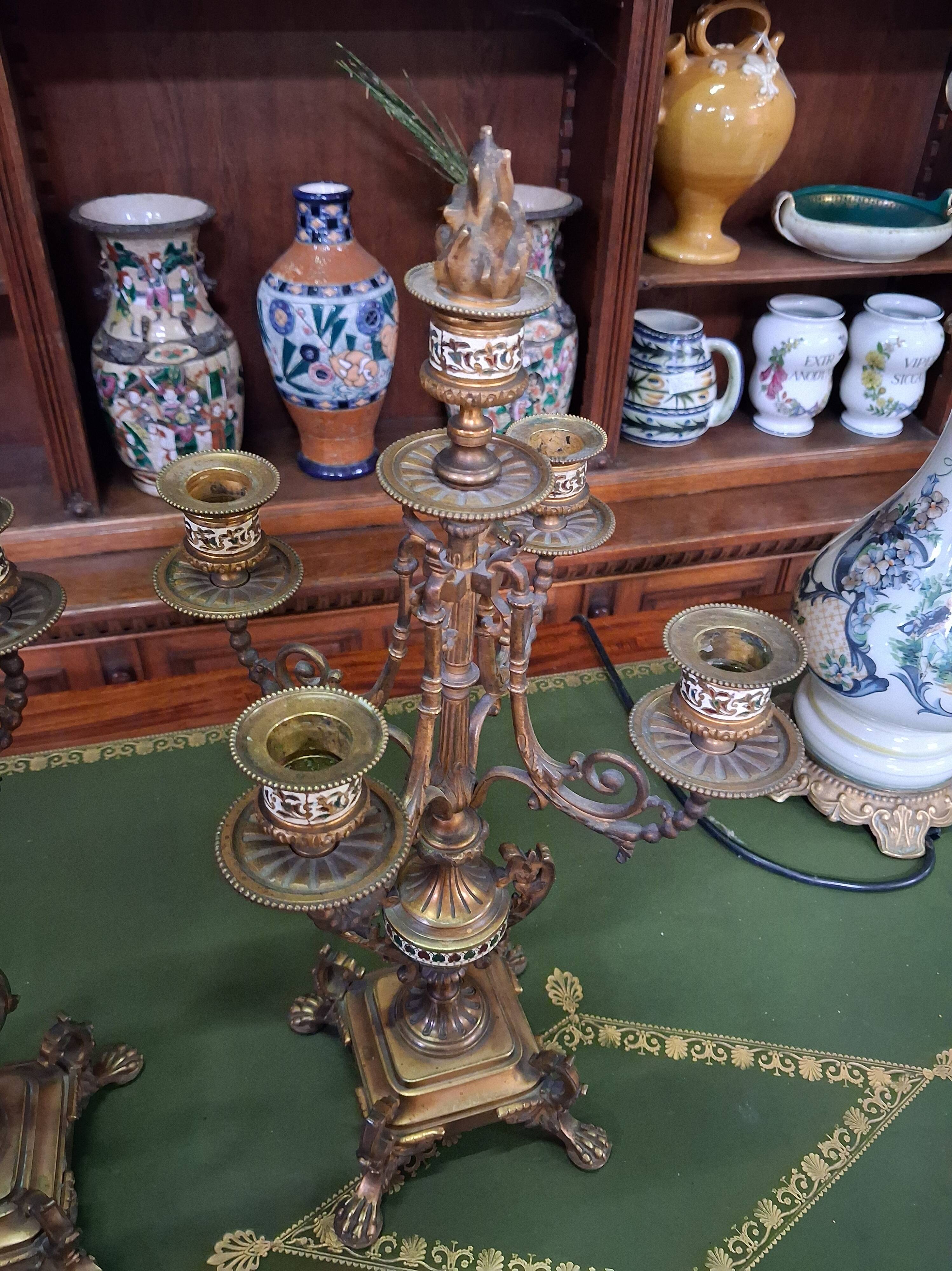 Paire de candélabres en bronze doré et émail – époque Napoléon III