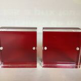 Pair of two-tone plexiglass bookends