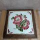 Dessous de plat ancien bois & faïence florale