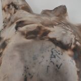 Male torso sculpture by patinated casting, signed to be identified.