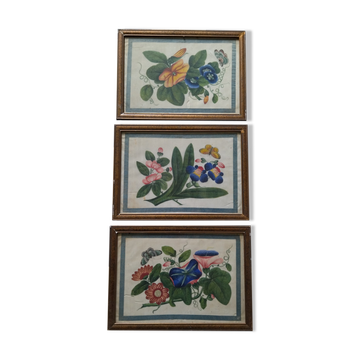 3 paintings on rice leaf ancient China chinese painting