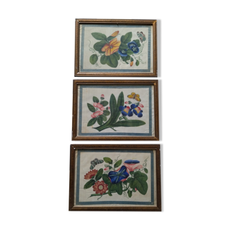 3 paintings on rice leaf ancient China chinese painting