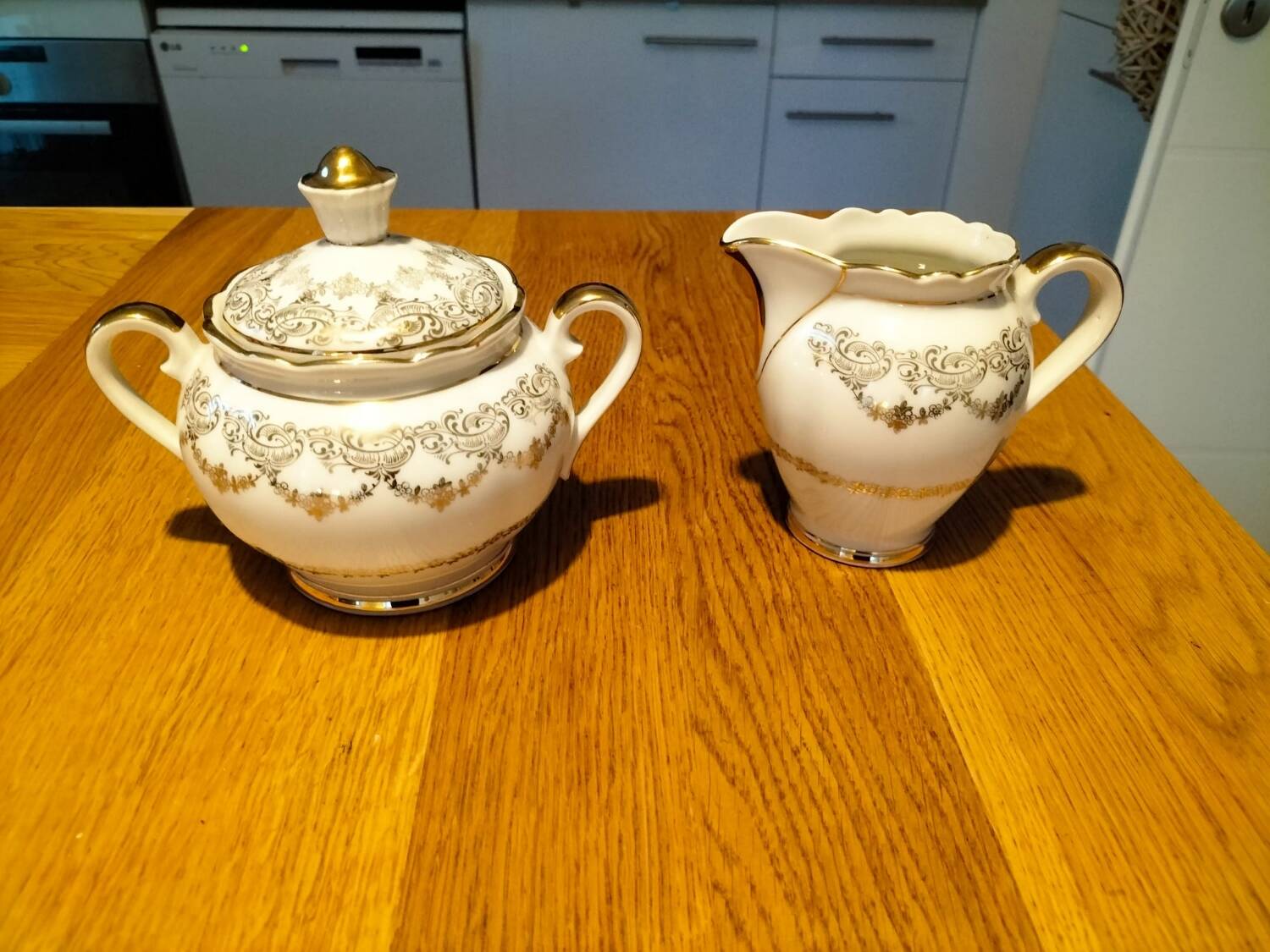 Sugar bowl and milk jug French porcelain FD